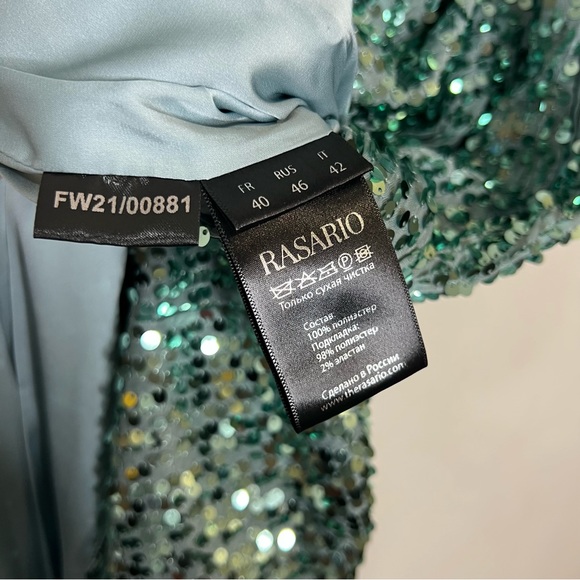 Rasario green sequin one shoulder gown maxi dress size US 6 NEW! New with tags! - Picture 11 of 13